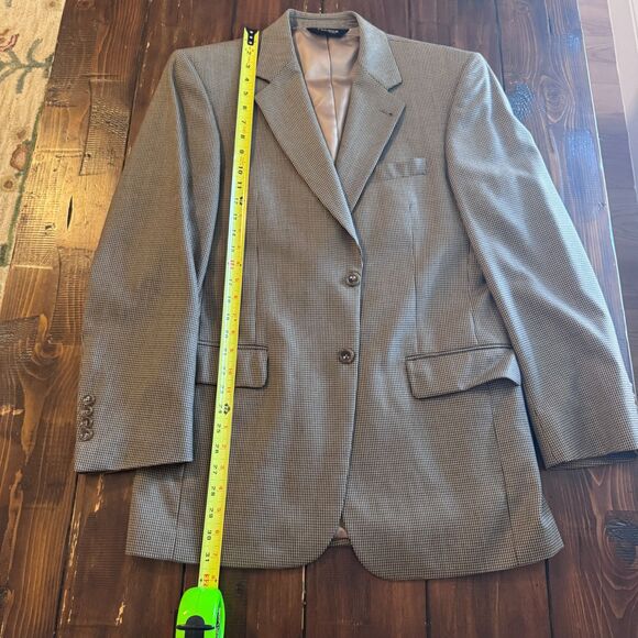 Jos A Bank "Gordon" 100% Wool Blazer 38 Reg Brown Tan Check - Picture 4 of 6
